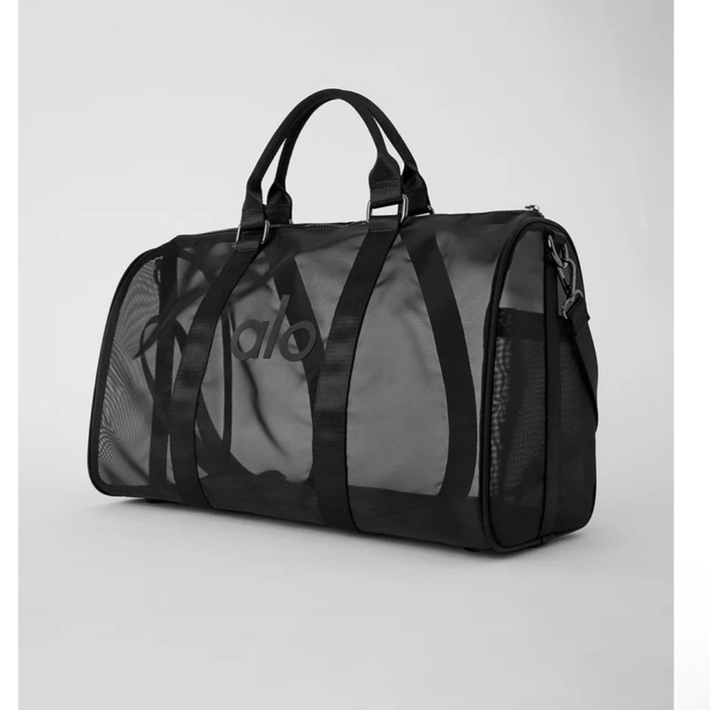 ALO YOGA Sheer Mesh Duffle Bag - Black/Black - New + SOLD OUT